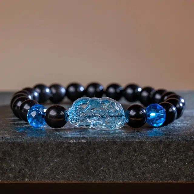 嫒柯 新中式小众高级感文玩佛珠百搭小清新轻奢招财美梦成真花好月圆转运珠国潮盘玩#好运 黑檀 手串 男女同款情侣款