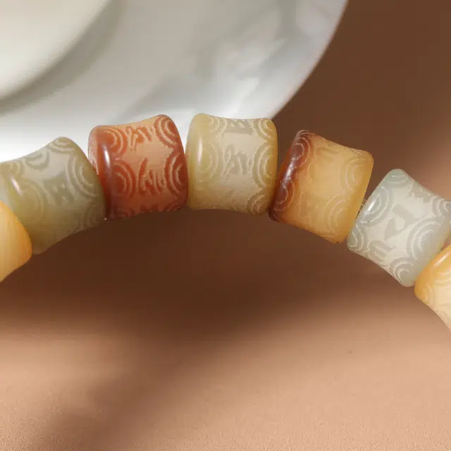 嫒柯 新中式国潮开运绕指柔渐变轻奢百搭小众高级感文玩盘玩招财纳福转运来财诸事顺遂平安喜乐好运 白玉菩提 手串 男女同款情侣款