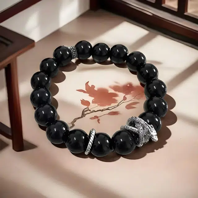 嫒柯 招财转运珠国风新中式祥龙纳福八方来财国潮复古文艺风轻奢高级感文玩佛珠平安#好运 黑檀 手串 男女同款情侣款