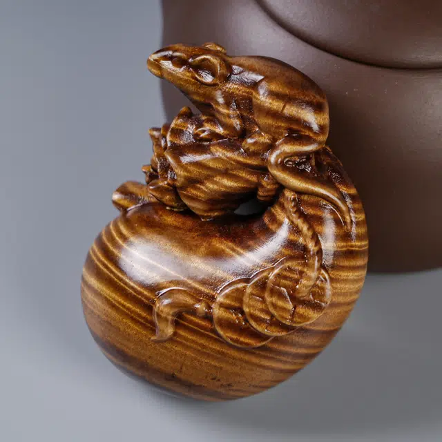 嫒柯 国潮新中式百搭轻奢高级随身携带文玩招财纳福万事如意如意吉祥吉祥平安#好运 楠木 把件 男女同款情侣款