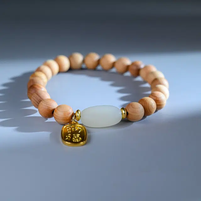 嫒柯 新中式高级感文玩佛珠百搭小清新轻奢招财转运珠国潮盘玩四季平安五福临门#好运 崖柏 手串 男女同款情侣款