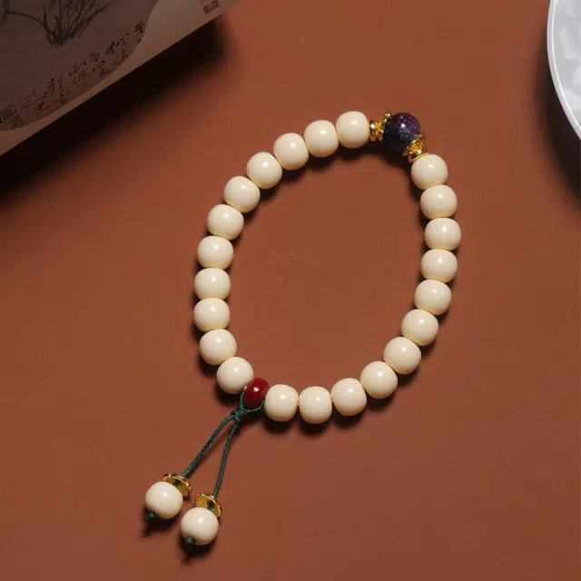 嫒柯 国潮新中式百搭轻奢高级文玩紫气东来万事如意心想事成念珠复古风文艺风#好运 象牙果 手串 男女同款情侣款
