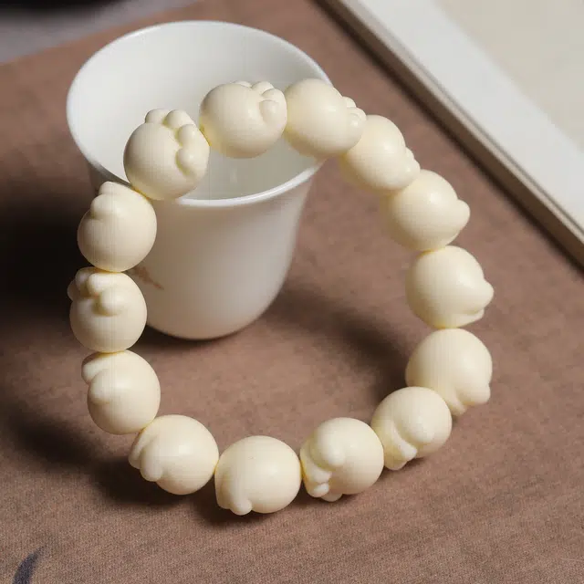 嫒柯 新中式国潮文艺复古小众轻奢高级感百搭猫爪盘玩文玩万事如意平安纳福诸事顺遂喜乐幸运好运 象牙果 手串 男女同款情侣款
