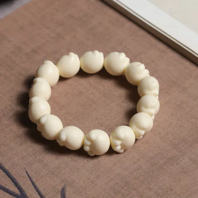 嫒柯 新中式国潮文艺复古小众轻奢高级感百搭猫爪盘玩文玩万事如意平安纳福诸事顺遂喜乐幸运好运 象牙果 手串 男女同款情侣款