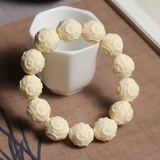 嫒柯 新中式国潮文艺复古小众轻奢高级感百搭有钱花盘玩文玩万事如意平安纳福诸事顺遂万事如意财源广进 象牙果 手串 男女同款情侣款