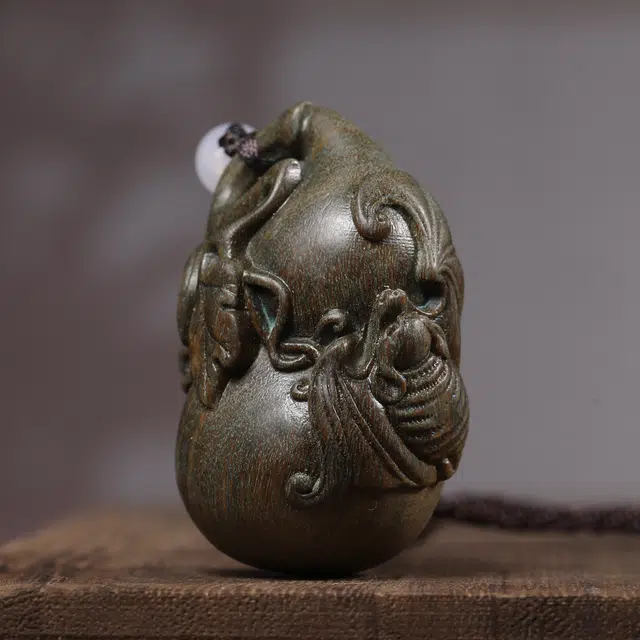 嫒柯 国潮新中式百搭轻奢高级创意吉祥物万事如意心想事成事业有成随身把玩#好运 绿檀 把件 男女同款情侣款