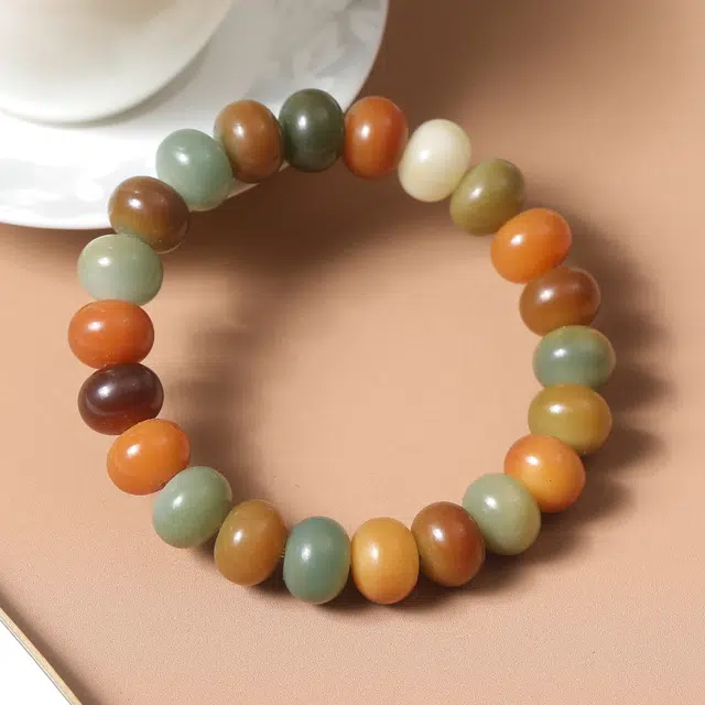 嫒柯 新中式国潮轻奢高级感文玩盘玩佛珠念珠招财纳福诸事顺遂节节高升八方来财平安喜乐#好运 白玉菩提 手串 男女同款情侣款