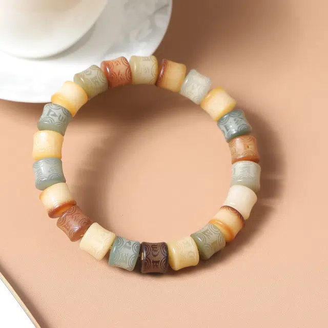 嫒柯 新中式国潮开运绕指柔渐变轻奢百搭小众高级感文玩盘玩招财纳福转运来财诸事顺遂平安喜乐好运 白玉菩提 手串 男女同款情侣款