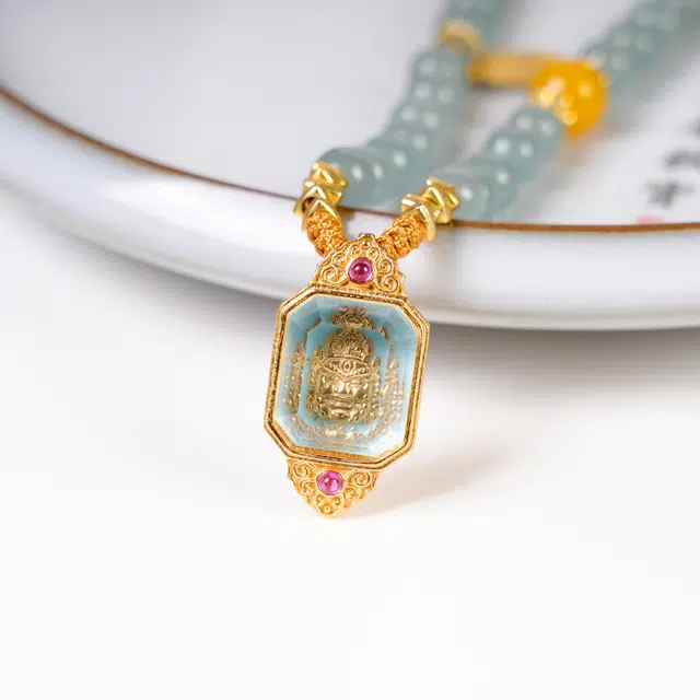 嫒柯 国潮新中式轻奢高级文玩 八方来财 招财纳福 节节高升 好运连连 诸事顺遂 紫檀属 项链 男女同款情侣款