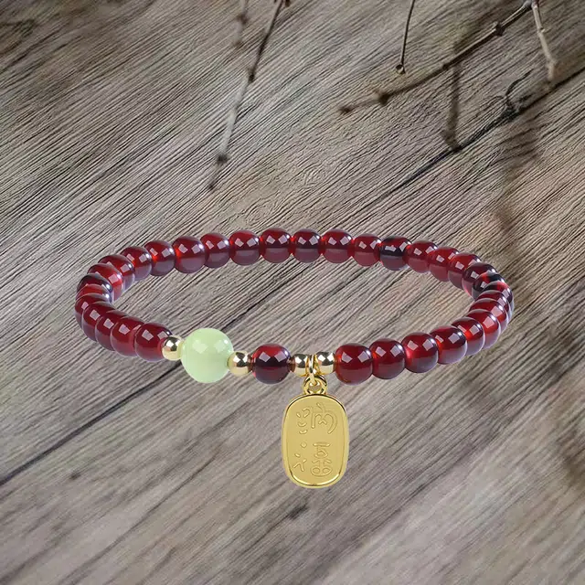 嫒柯 国潮新中式百搭轻奢高级文玩金玉满堂喜气洋洋盘玩佛珠念珠复古风文艺风#好运 紫檀属 手串 男女同款情侣款