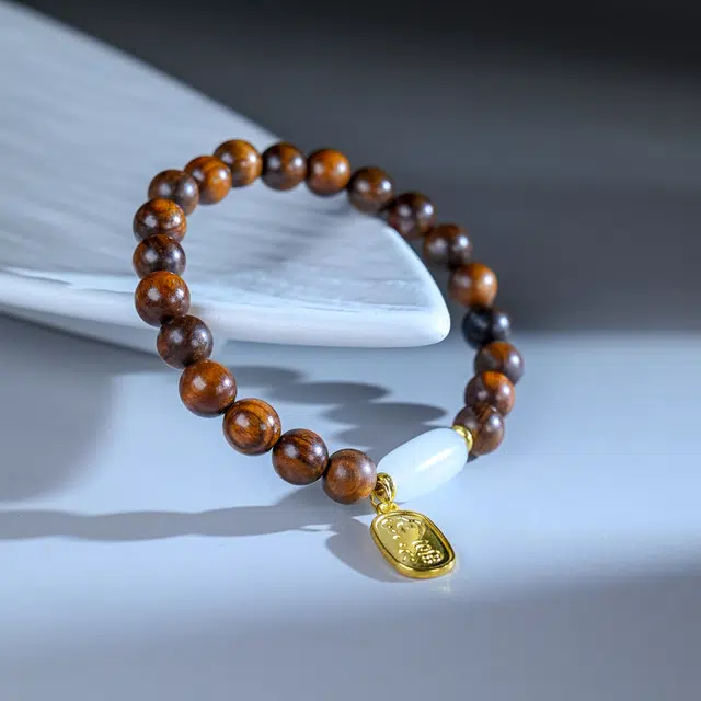 嫒柯 新中式高级感文玩佛珠百搭小清新轻奢招财转运珠国潮盘玩财源广进招财纳福#好运 花梨木 手串 男女同款情侣款