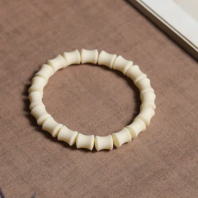 嫒柯 新中式国潮文艺复古小众轻奢高级感百搭素圈竹节盘玩文玩万事如意平安纳福诸事顺遂喜乐幸运好运 象牙果 手串 男女同款情侣款