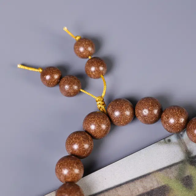 嫒柯 国潮新中式轻奢高级感文玩盘玩佛珠念珠招财进宝财源广进复古风文艺风财运亨通 合香珠 木作手串 男女同款情侣款