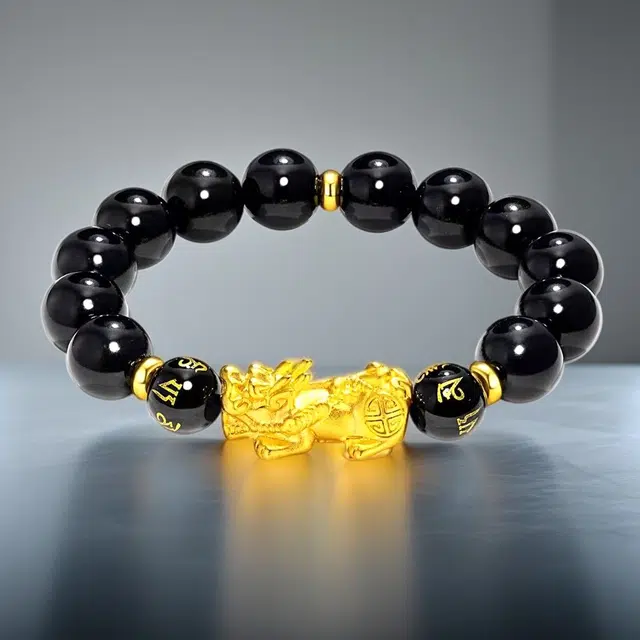 嫒柯 国潮新中式轻奢高级文玩八方来财财运亨通盘玩佛珠念珠鹏程万里福星高照复古风文艺风#好运 黑檀 手串 男女同款情侣款