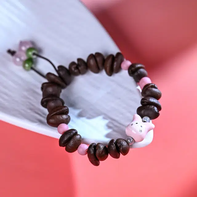 嫒柯 国潮新中式百搭轻奢高级四季平安五福临门七星高照#好运咖啡豆 菩提子/菩提籽 手串 男女同款情侣款