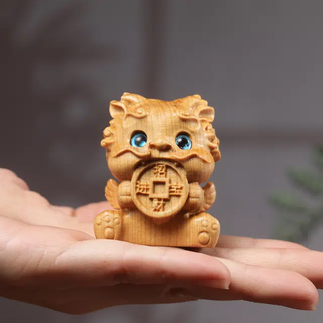 嫒柯 国潮新中式百搭轻奢高级居家茶宠招财工作顺利心想事成随身#好运 崖柏 把件 男女同款情侣款