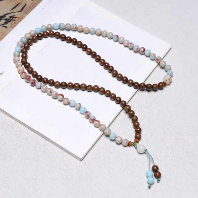 嫒柯 国潮新中式 小众高级感文玩佛珠 百搭小清新  幸福安康 福寿双全#好运 檀木 手串 男女同款情侣款