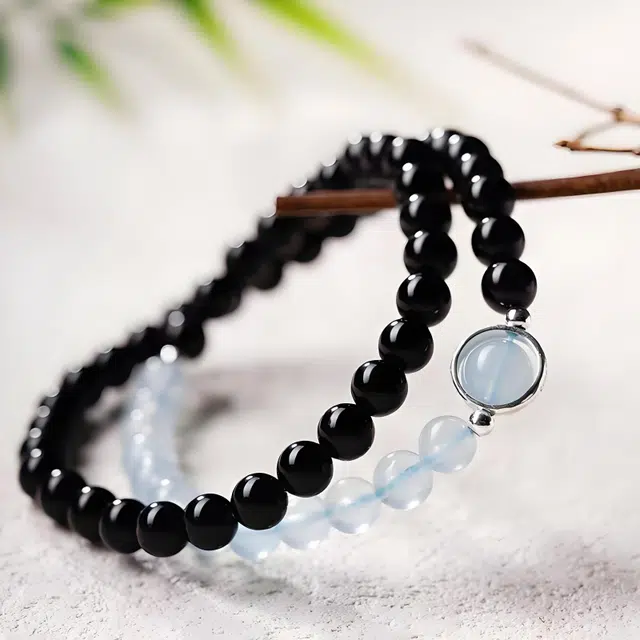 嫒柯 国潮新中式轻奢高级百搭设计文玩盘玩佛珠念珠复古风文艺风#好运 黑檀 手串 男女同款情侣款