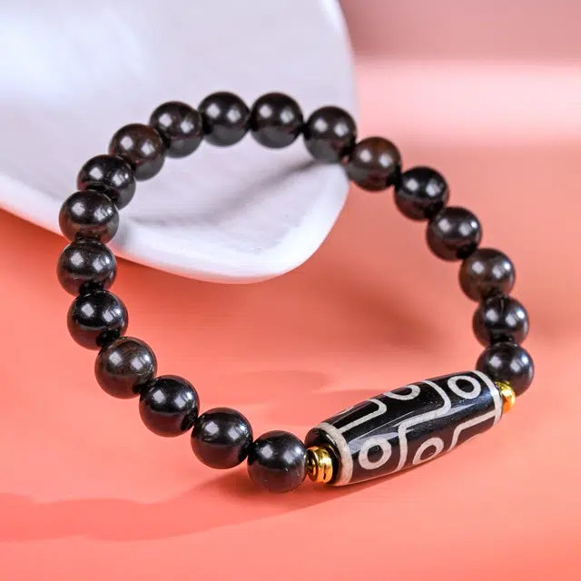 嫒柯 新中式国潮国风轻奢高级小众百搭设计感平安顺遂万事如意诸事顺利文玩佛珠盘玩#好运 黑檀 手串 男女同款情侣款