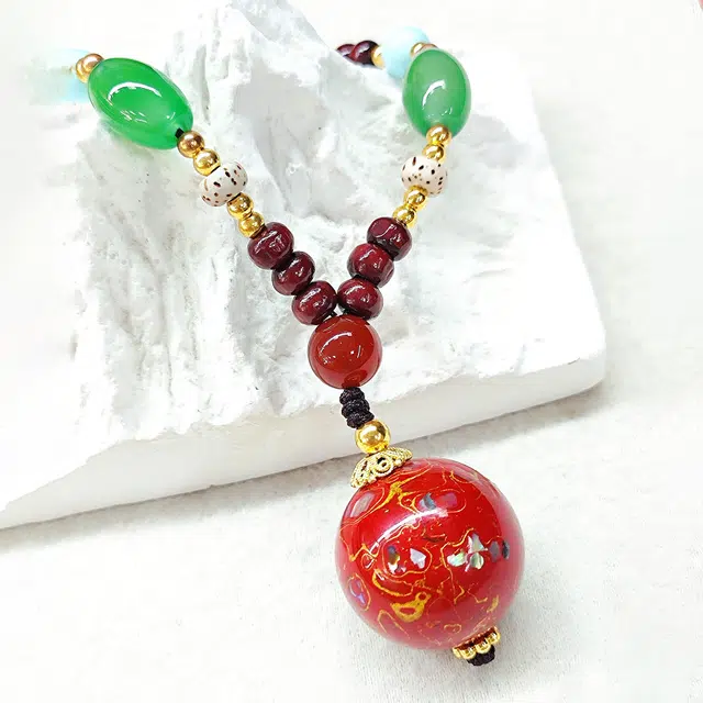 嫒柯 国潮新中式轻奢高级文玩吉祥如意步步高升盘玩佛珠心念珠复古风文艺风高考必过#好运 血檀 项链 男女同款情侣款