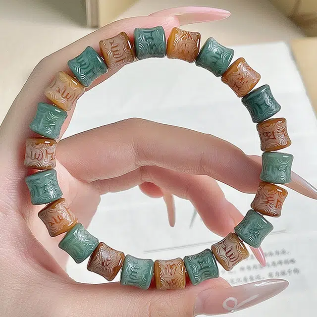 嫒柯 国潮新中式轻奢高级转运招财文玩盘玩大吉大利万事如意佛珠念珠复古风文艺风#好运 菩提子/菩提籽 手串 男女同款情侣款