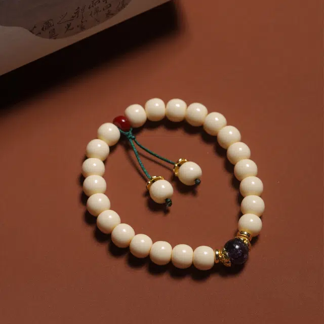 嫒柯 国潮新中式百搭轻奢高级文玩紫气东来万事如意心想事成念珠复古风文艺风#好运 象牙果 手串 男女同款情侣款