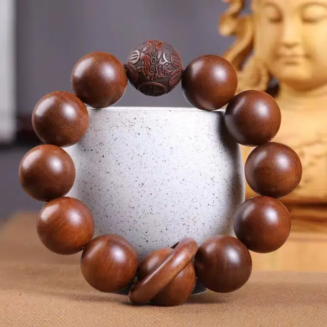 嫒柯 国潮新中式百搭轻奢高级文玩吉祥如意事事顺心盘玩佛珠念珠复古风文艺风#好运 雷击木 手串 男女同款情侣款