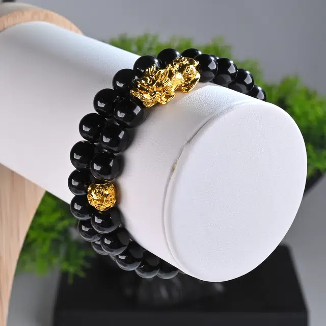 嫒柯 国潮新中式轻奢高级本命招财貔貅招财纳福事事顺心文玩盘玩佛珠念珠复古风文艺风#好运 黑檀 手串 男女同款情侣款