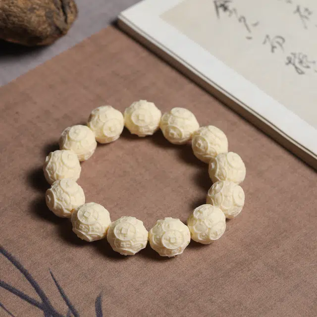 嫒柯 新中式国潮文艺复古小众轻奢高级感百搭有钱花盘玩文玩万事如意平安纳福诸事顺遂万事如意财源广进 象牙果 手串 男女同款情侣款