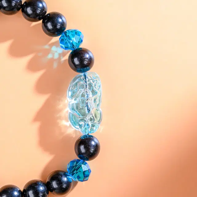 嫒柯 新中式小众高级感文玩佛珠百搭小清新轻奢招财美梦成真花好月圆转运珠国潮盘玩#好运 黑檀 手串 男女同款情侣款