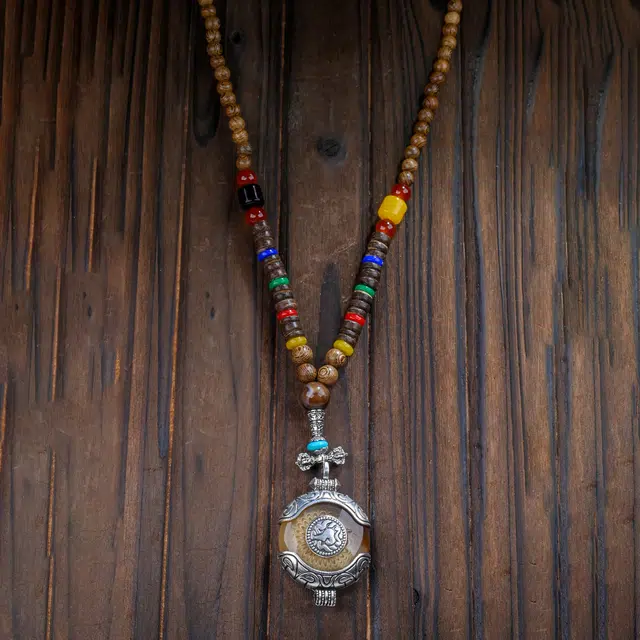 嫒柯 国潮新中式 优雅百搭高级 马到成功 事业有成 鸡翅木 项链 男女同款情侣款