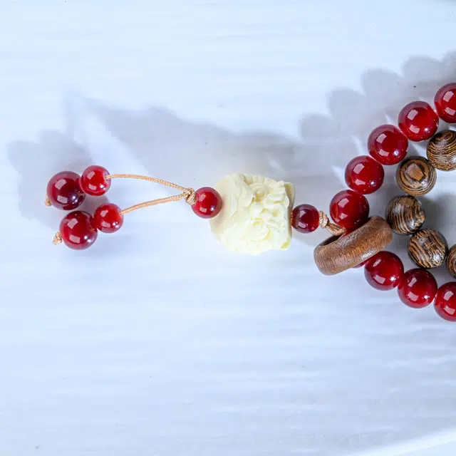 嫒柯 国潮新中式百搭轻奢简约高级设计感素雅美文玩盘玩念珠佛珠观复古风文艺风四季平安转运好运 鸡翅木 手串 男女同款情侣款