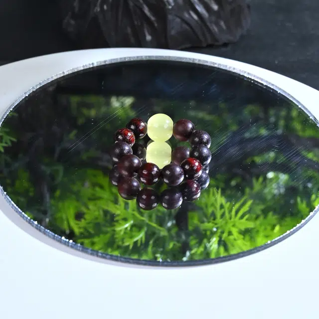 嫒柯 国潮新中式百搭轻奢高级文玩盘玩佛珠念珠鹏程万里青云直上复古风文艺风#好运 紫檀属 戒指 男女同款情侣款