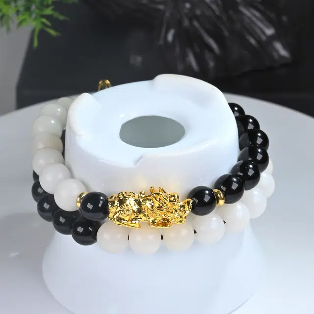 嫒柯 国潮新中式轻奢高级文玩招财纳福八方来财财源滚滚盘玩佛珠念珠复古风文艺风#好运 白玉菩提 手串 男女同款情侣款