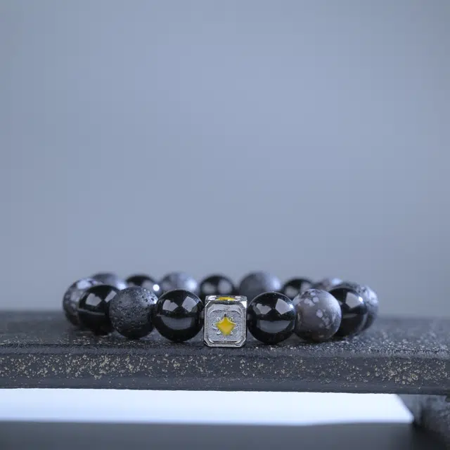 嫒柯 国潮新中式百搭轻奢简约高级设计感素雅美文玩盘玩念珠佛珠招财纳福万事顺观复古风文艺风转运#好运 黑檀 手串 男女同款情侣款