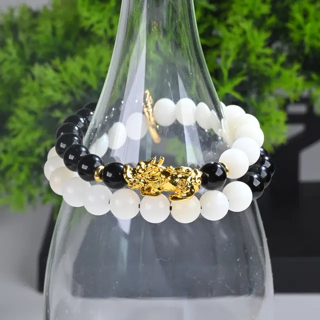 嫒柯 国潮新中式轻奢高级文玩招财纳福八方来财财源滚滚盘玩佛珠念珠复古风文艺风#好运 白玉菩提 手串 男女同款情侣款