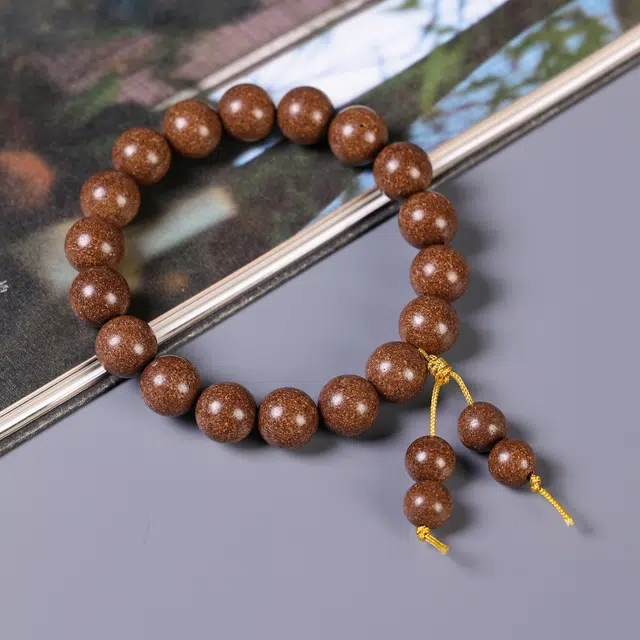 嫒柯 国潮新中式轻奢高级感文玩盘玩佛珠念珠招财进宝财源广进复古风文艺风财运亨通 合香珠 木作手串 男女同款情侣款