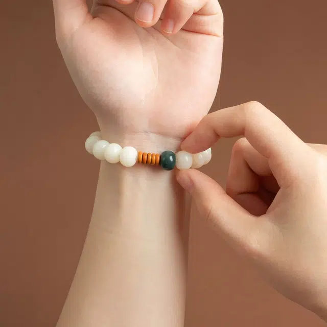 嫒柯 国潮新中式 轻奢高级文玩 吉祥如意 平安顺遂 招财纳福 白玉菩提 手串 男女同款情侣款