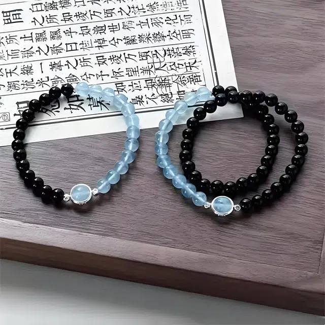 嫒柯 国潮新中式轻奢高级百搭设计文玩盘玩佛珠念珠复古风文艺风#好运 黑檀 手串 男女同款情侣款