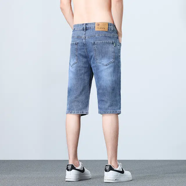 老爷车 长绒棉夏季男士潮流时尚百搭直筒休闲破洞牛仔短裤 男款