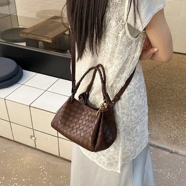 雅鹿 复古高级感潮流 编织纹 单肩手提包 女款 多色