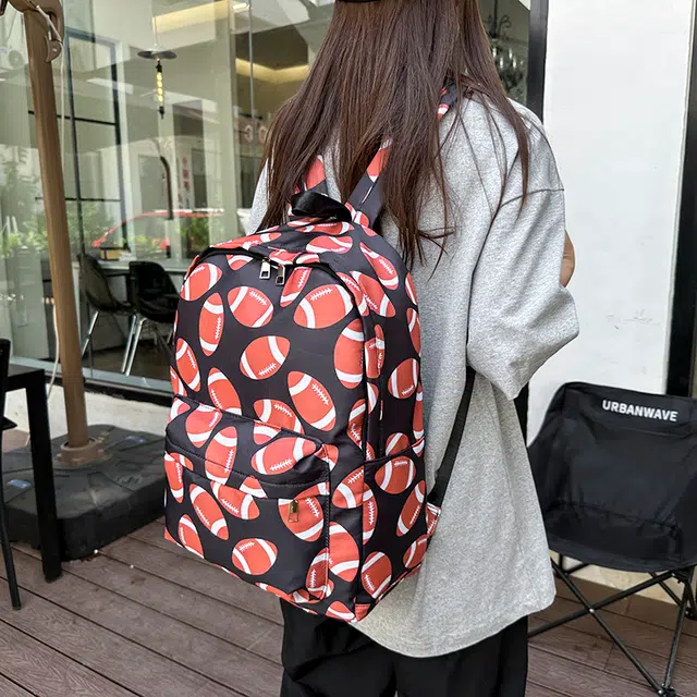 泰格奴 印花轻便简约国风大容量运动耐磨背包初中生高中生大学生上课百搭书包 尼龙 双肩包 男女同款情侣款 多色