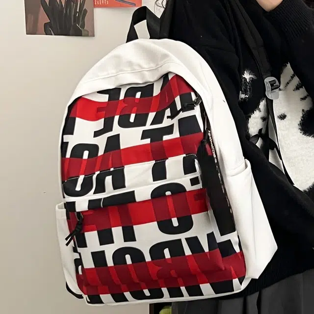 泰格奴 印花轻便简约国风大容量运动耐磨背包初中生高中生大学生上课百搭书包 尼龙 双肩包 常规 男女同款情侣款 黑色/绿色/蓝色/粉色
