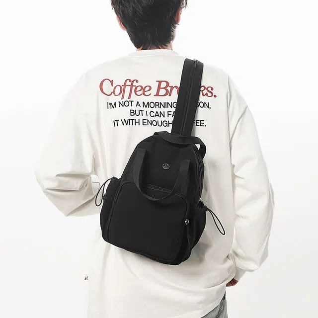 泰格奴 简约日系纯色休闲通勤旅行轻便高颜值大容量背包初中高中大学上课百搭书包 尼龙 双肩包 男女同款情侣款 黑色/黄色/卡其色/军绿色