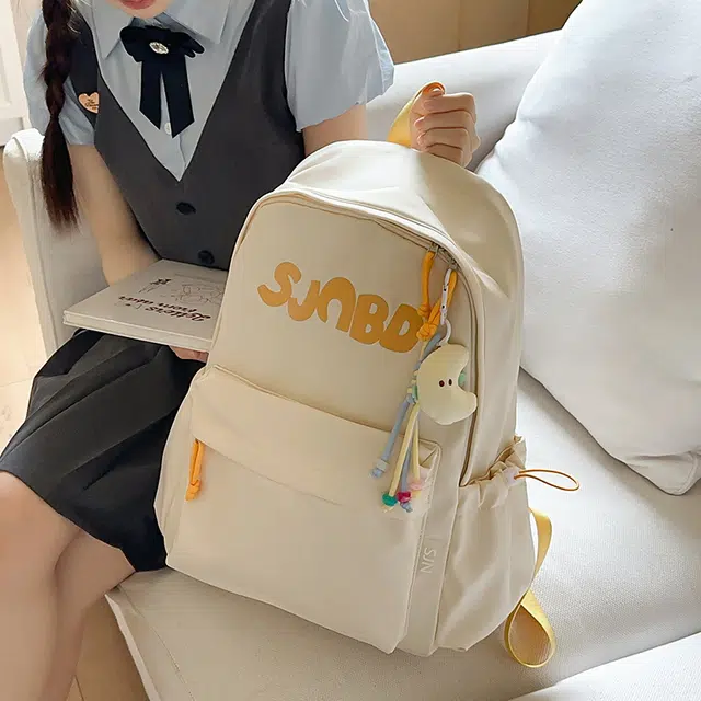 泰格奴 小清新休闲高颜值精美潮版韩版背包初高中生大学生上课百搭书包 尼龙 双肩包 男女同款情侣款 白色/黑色/蓝色/灰色/黄色