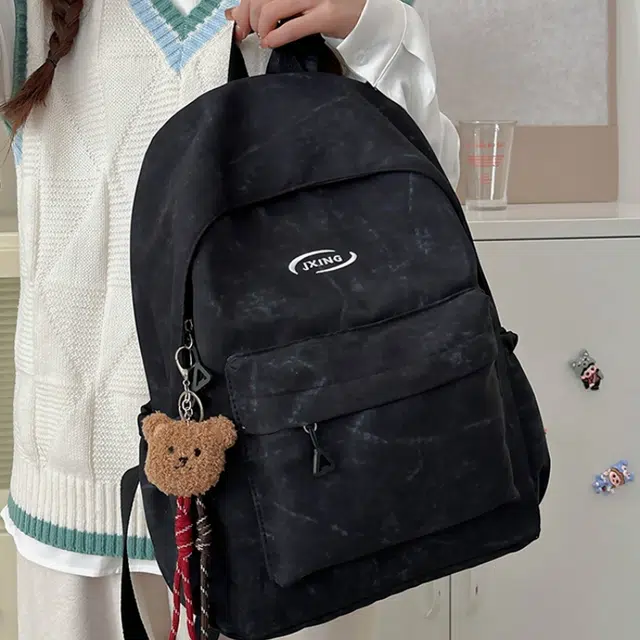 泰格奴 涂鸦精美机能通勤旅行轻便高颜值大容量背包初中高中大学生上课百搭书包 尼龙 双肩包 常规 男女同款情侣款 黑色/白色/红色/蓝色