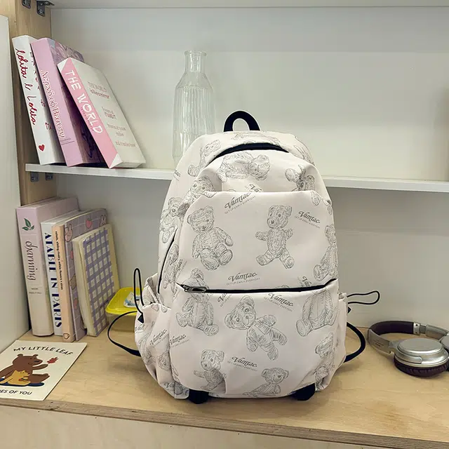 泰格奴 字母印花轻便简约国风大容量运动耐磨背包初中生高中生大学生上课百搭书包 尼龙 双肩包 常规 男女同款情侣款 多色