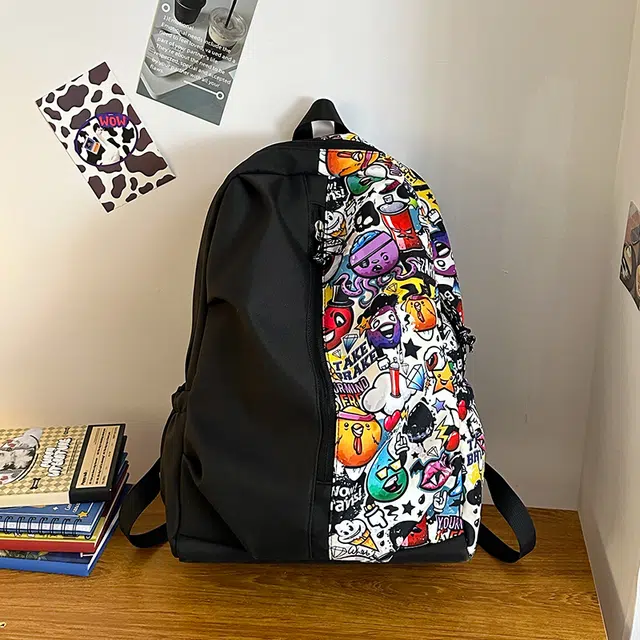 泰格奴 工装机能百搭个性运动街头旅行大容量背包初中生高中生大学生上课百搭书包 尼龙 双肩包 男女同款情侣款 白色红色绿色