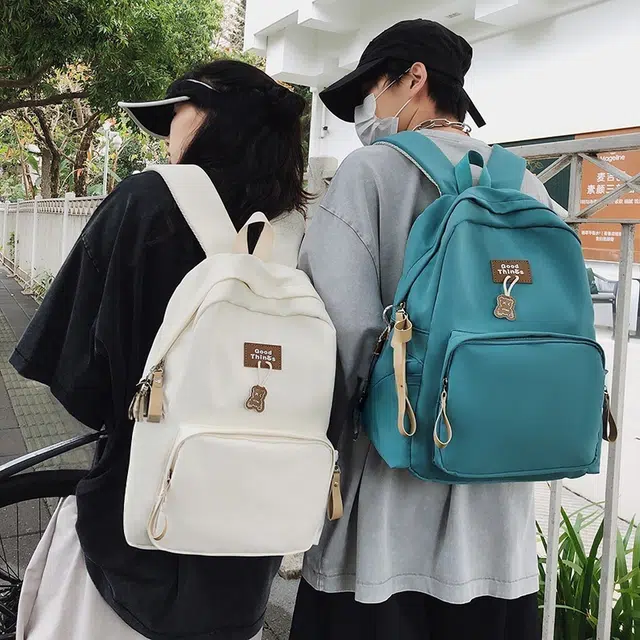 泰格奴 工装机能百搭个性运动街头旅行大容量背包初高中生大学生上课书包 尼龙 双肩包 男女同款情侣款 白色/黑色/卡其色/孔雀蓝