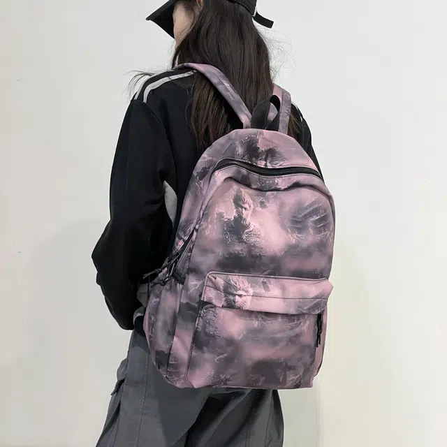 泰格奴 小清新休闲高颜值精美潮版韩版背包初中生高中生大学生上课百搭 尼龙 双肩包 男女同款情侣款 粉红色/绿色/黑色